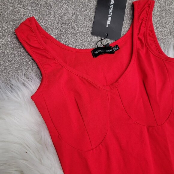 Prettylittlething Bodycon Midi Sleeveless Fitted Contoured Dress Size 2 Small - Picture 3 of 8